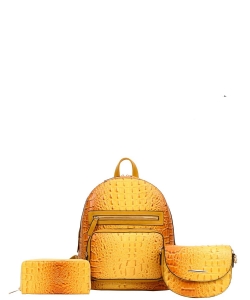 3in1 Ostrich Croc Backpack CY-8730S MUSTARD